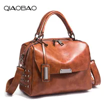 QIAOBAO женская сумка новая кожаная повседневная сумка на плечо Женская винтажная сумка высокого качества Sacs черный Bolsos Mujer Grandes