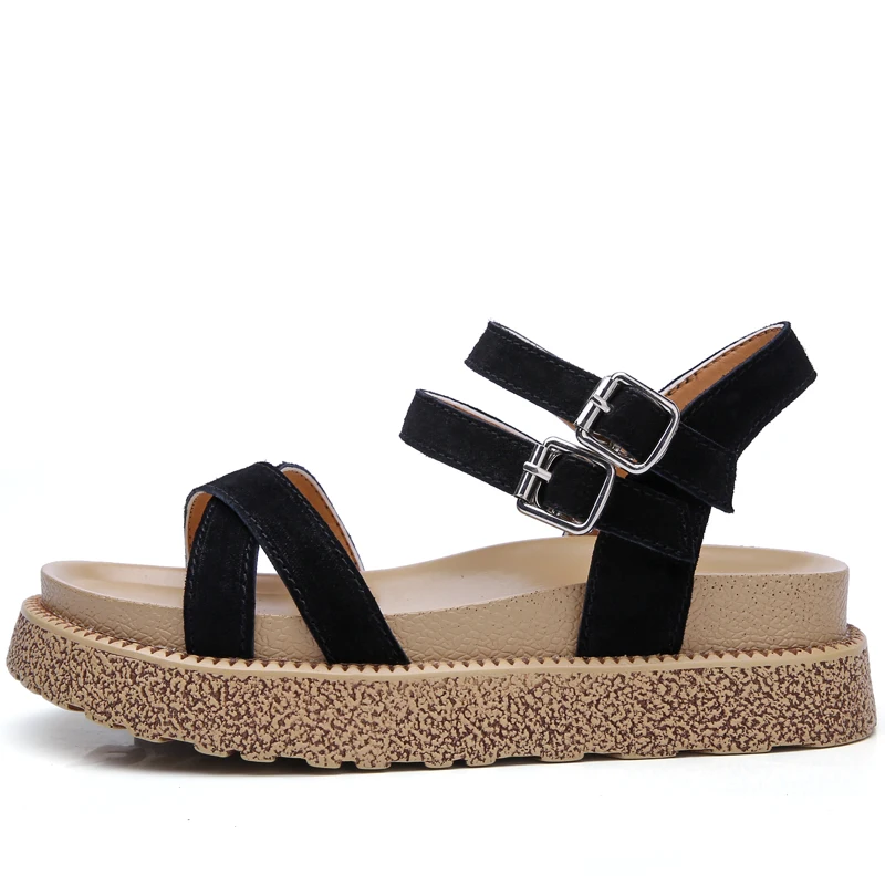 O16U/женские замшевые сандалии гладиаторы на каблуке женские Вьетнамки толстой