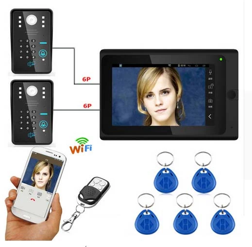 7" LCD Wired Remote Video Door Phone Doorbell Intercom System Camera 2-Monitor