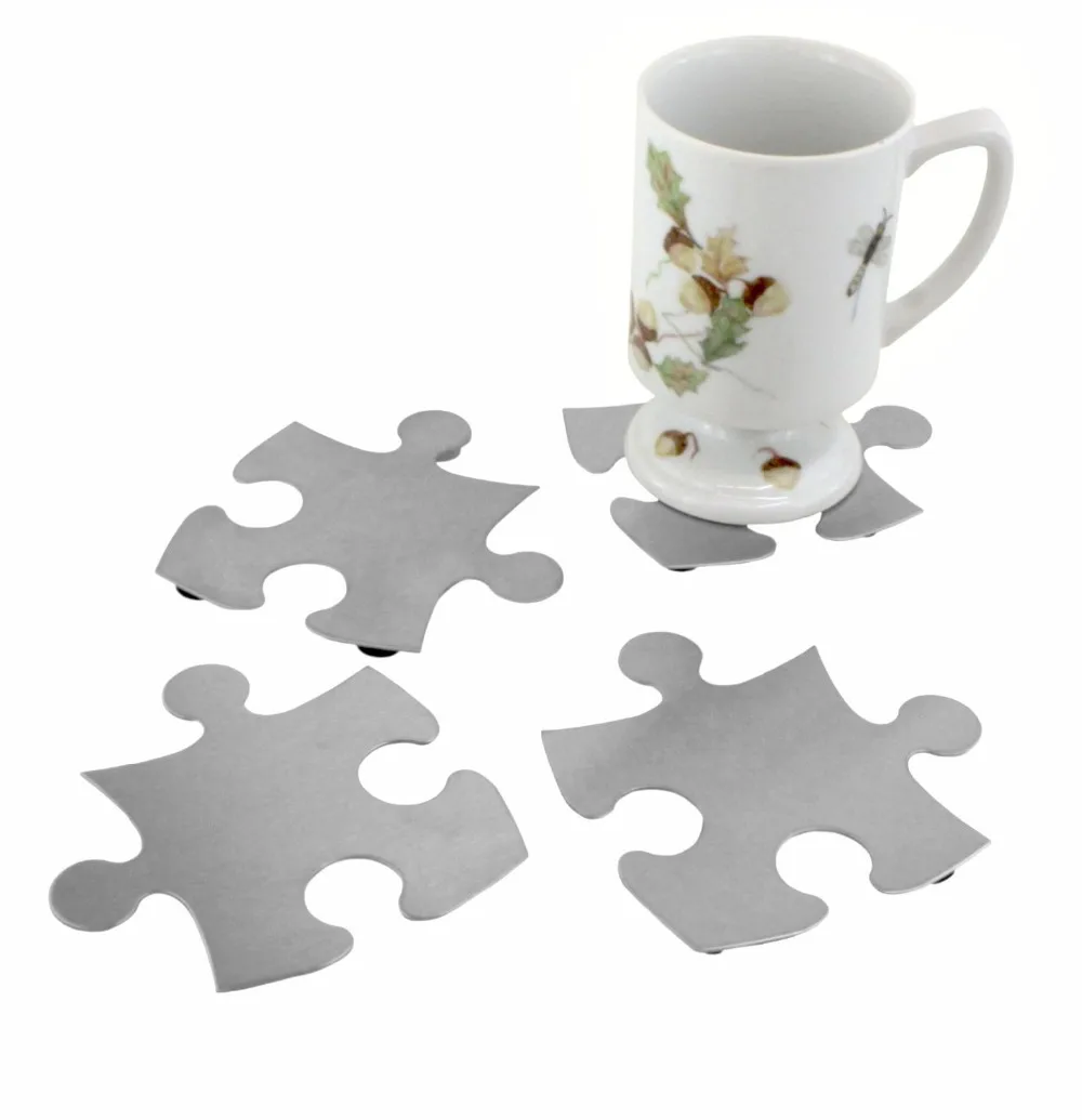 Originality Stainless Steel Puzzle Coaster,Trivet Set of 4pcs Metallic
