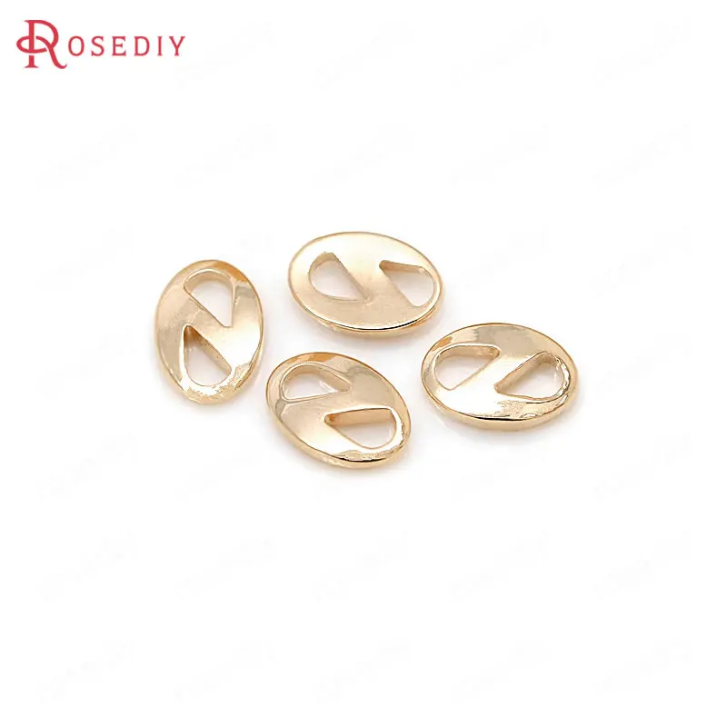 

20PCS 10x7MM 24K Champagne Gold Color Plated Brass Oval Bracelet Connector High Quality Diy Jewelry Accessories