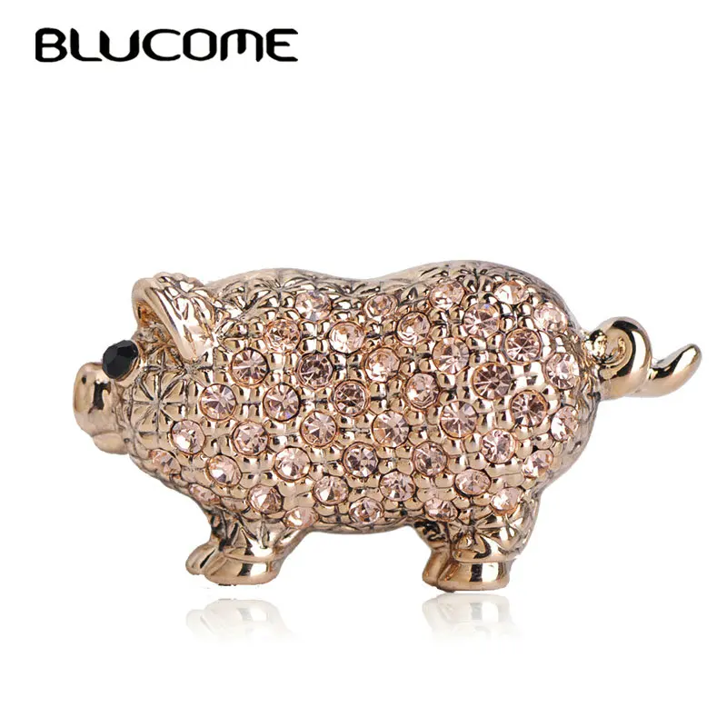 

Blucome Cute Pig Brooches Full Crystal Brooch Jewelry For Women Boy Girls Animal Pet Accessories Bag Hat Sweater Collar Coat Pin