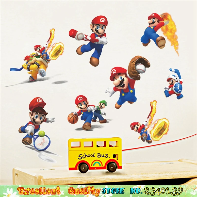 Super Mario Bros Wall Stickers Home Wardrobe Suitcase Decals Decoration