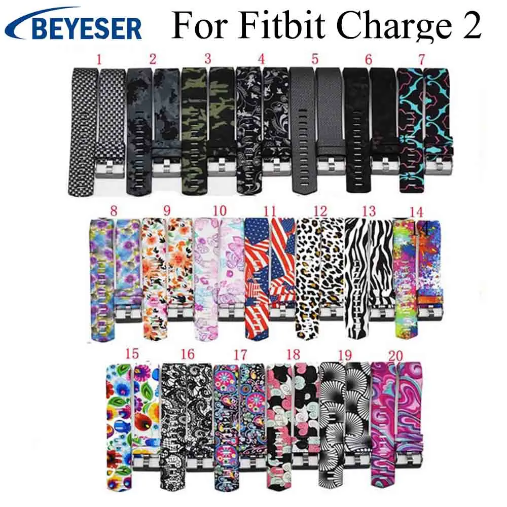 Цветной силиконовый ремешок для умных часов fitbit Charge2 резиновый сменный