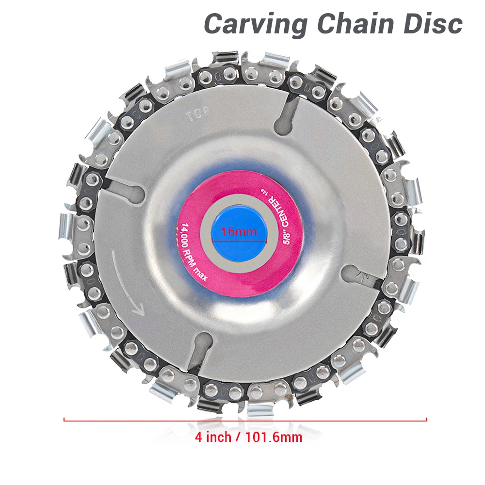 

4 Inch 22 Teeth Chain Carving Disc Fine Abrasive Cut Chain Woodworking Sculpting Tool for 100/115 Angle Grinder