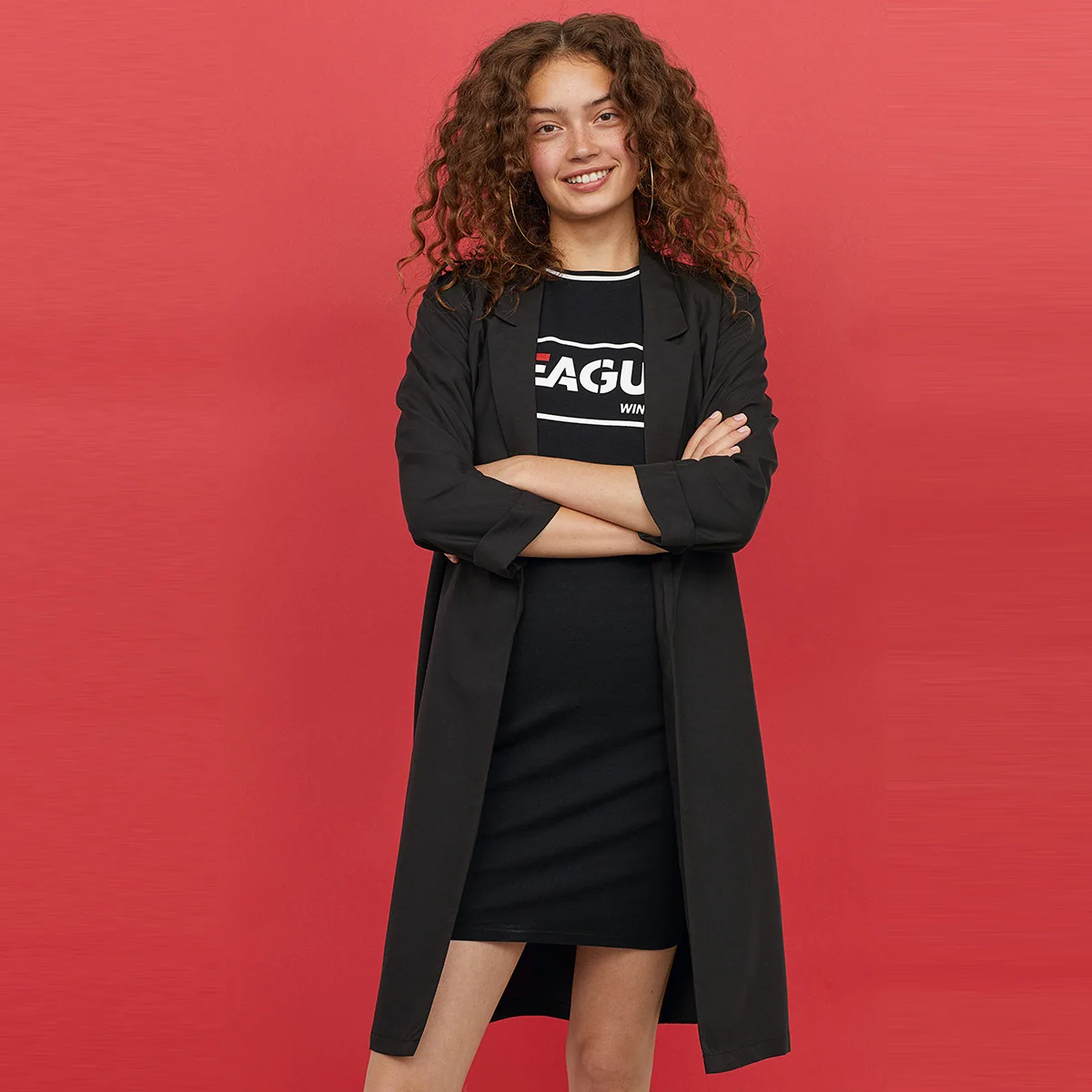 

Fashionable Simple Commuting Solid Color Flip-over Collar Shoulder Band Loose Middle Long Windbreaker 2019 Long Coat Woman