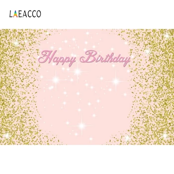 

Laeacco Pink Golden Bling Birthday Portrait Scene Photographic Backgrounds Customized Photography Backdrops For Photo Studio