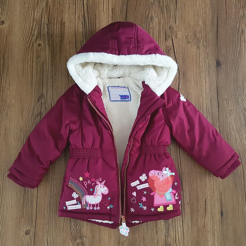 

Girls' hooded and velvet warm jacket
