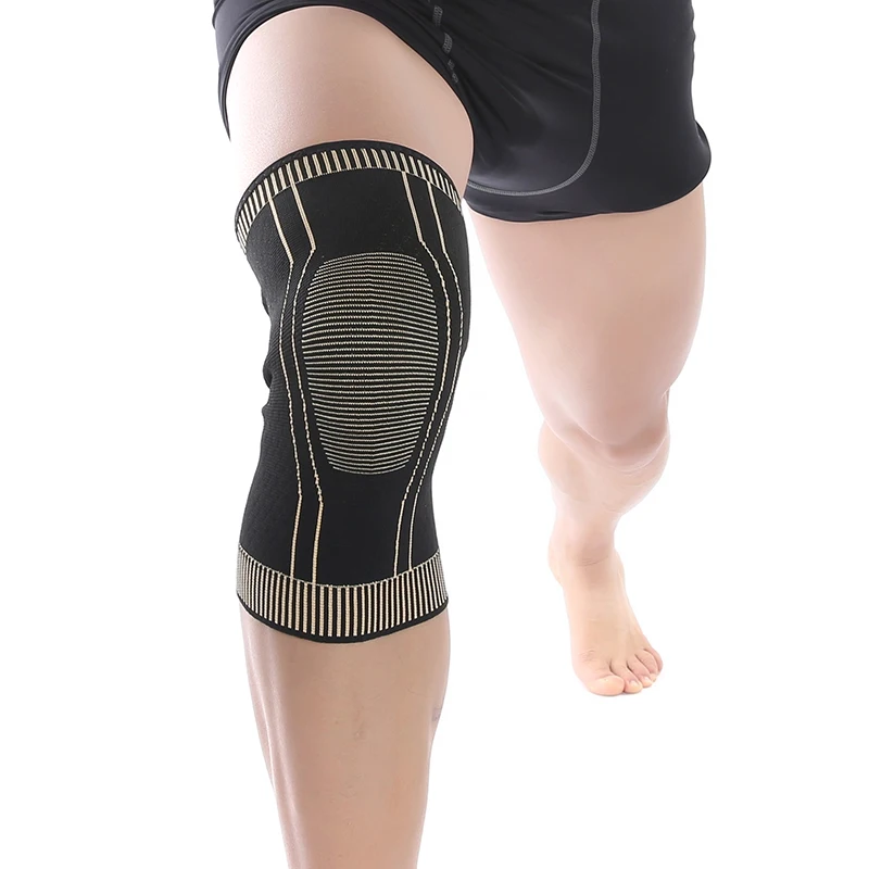 جديد عملية النحاس أيونات الركبة سادة غير زلة المضادة للبكتيريا اوتوماتيكللي قفل حافة كرة السلة تشغيل المشي الركبة دعم 1 قطعة