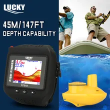 Lucky Fishing Supplies Fish Finder Ff518 Wireless Fishfinder Wrist Waterproof Built-in Battery Sonar Detection Free Shipping