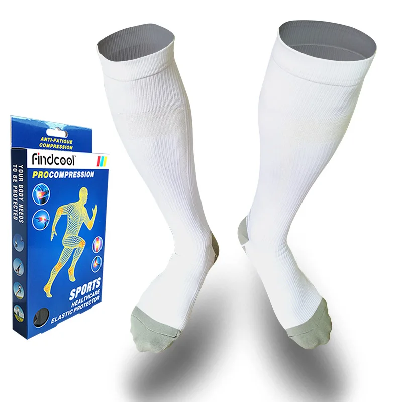 Findcool 1 пара Высокое качество сжатия ног носки для подошвенный фасциит пяточная шпора Арка Боль удобные носки венозной носок - Цвет: White Grey
