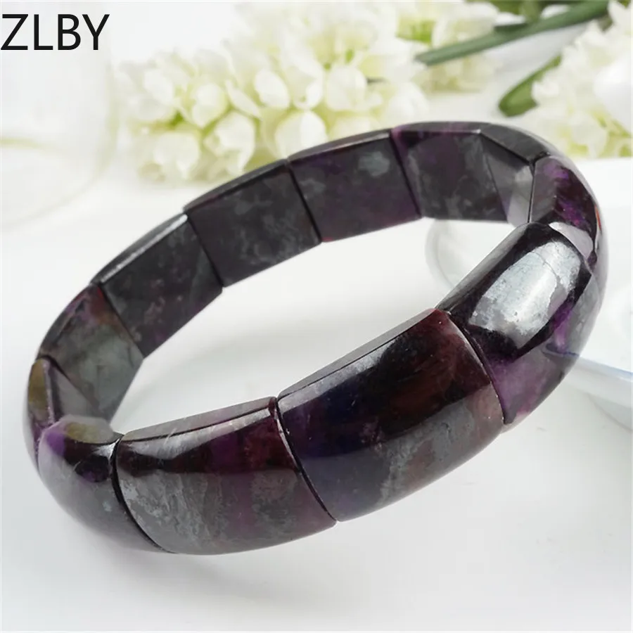 

Women Ladies South Africa Genuine Natural Purple Sugilite Rectangle Beads AAAAA Jewelry Charm Stretch Bracelet