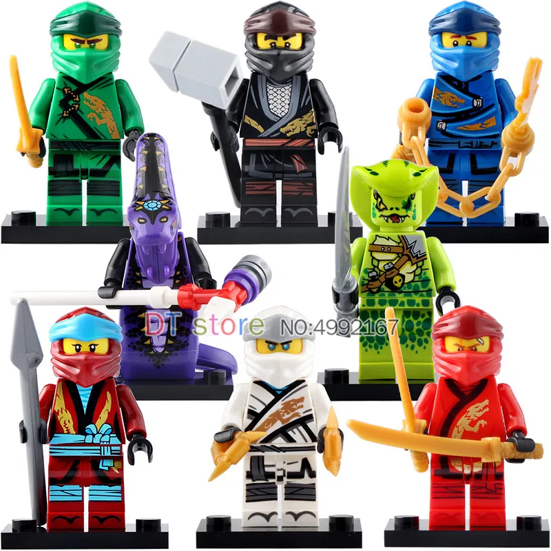 

50Pcs/Lot Legoing Ninja Nya Jay Zane Wu Lord Garmadon Snake With Weapons Building Blocks Action Figures Toys For Children A090