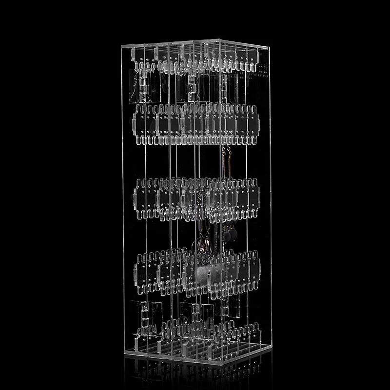 New 256 Holes Foldable 4 Panel Clear Makeup Jewelry Organizer Holder Earring Stud Necklace Bracelet Storage Stand Display