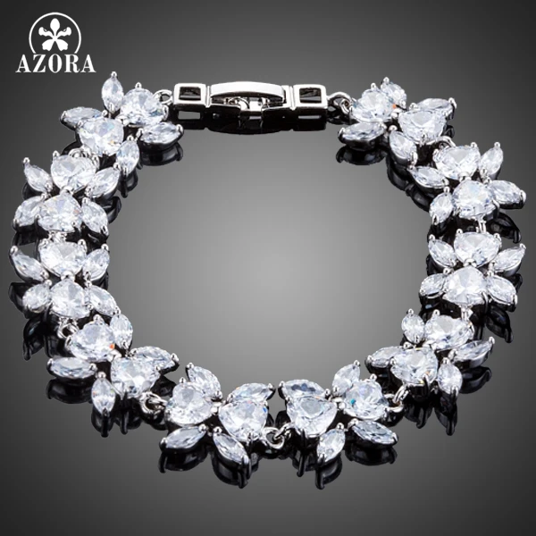 

AZORA White Gold Color Flower Design Clear Cubic Zirconia Bracelet TS0119