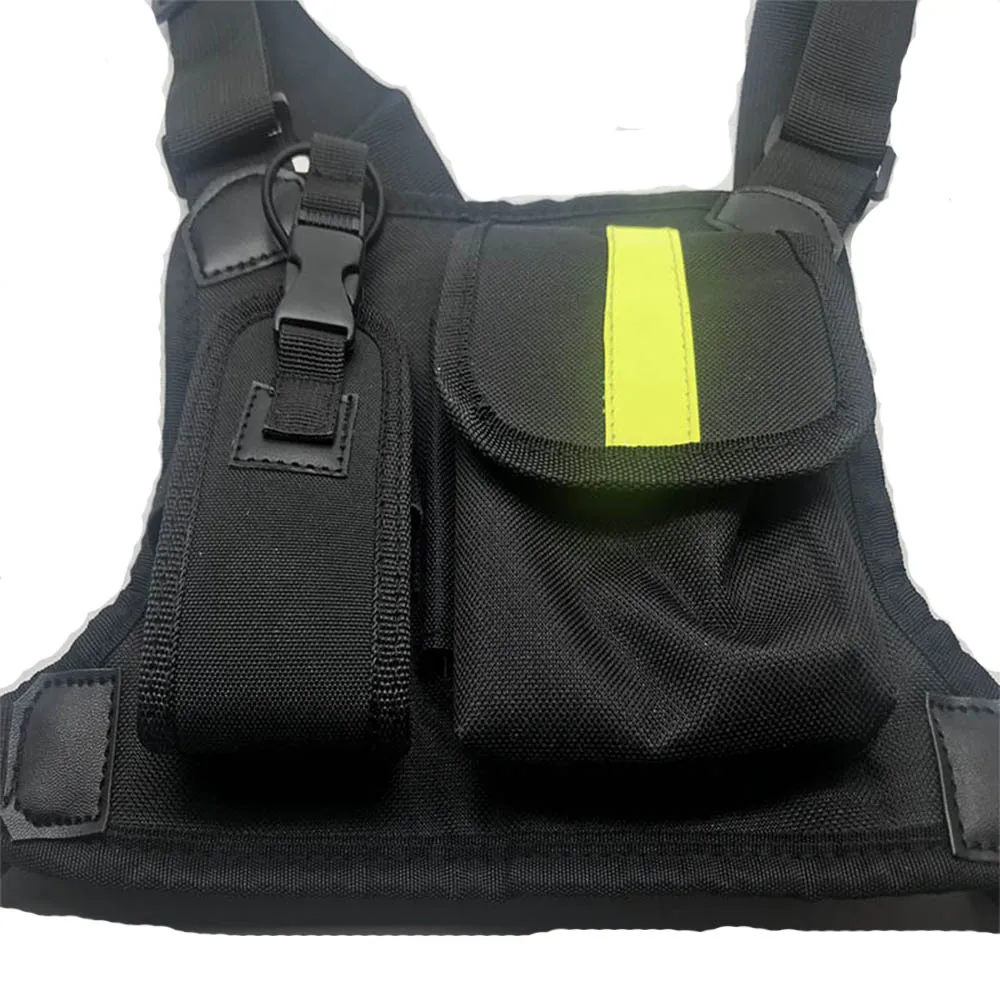 Bright Green Radio Chest Harness Chest Front Pack Pouch Holster Vest Rig Carry Case for Two Way Radio Walkie Talkie radio chest harness chest front pack pouch holster vest rig carry case w green reflective stripe for 2 way radio walkie talkie