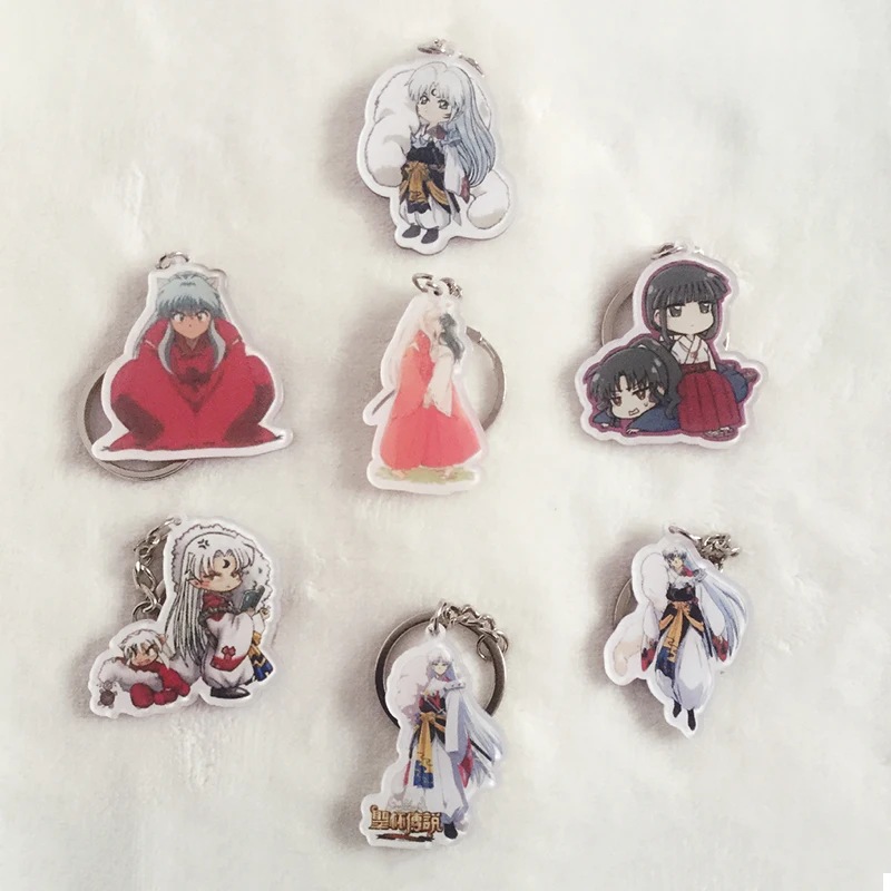 

1pcs Portachiavi Anime Inuyasha Inuyasha Higurashi Kagome Miroku Shippou Collect keychains Pendant llavero Keyring Gift