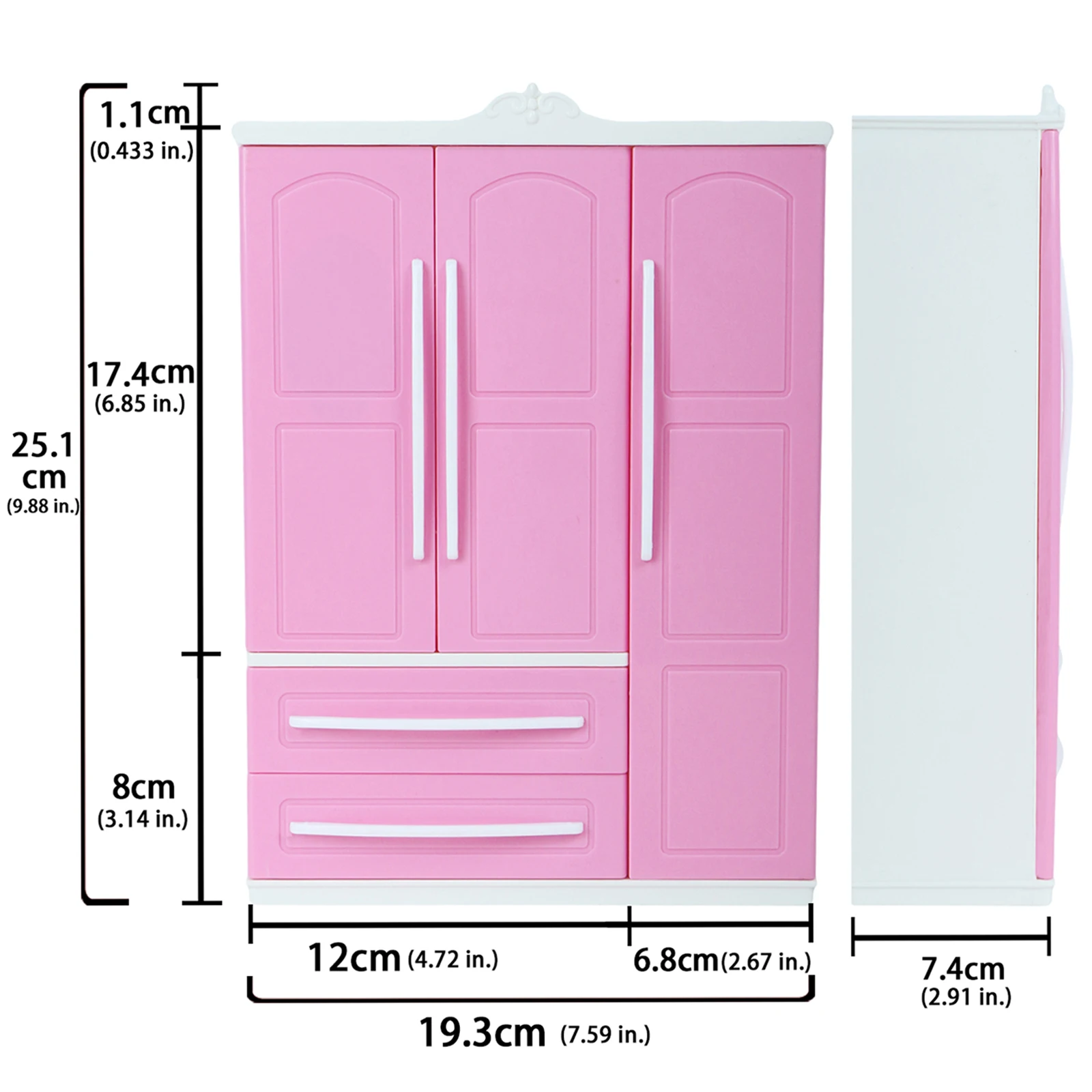 Трехдверный розовый пластиковый шкаф для одежды Игровой Набор для куклы Барби Гостиная зеркало для спальни и гардеробной мебель одежда аксессуары Игрушка