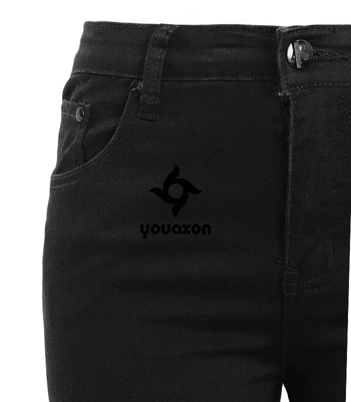 1878 Youaxon женские рваные Стрейчевые черные рваные обтягивающие джинсовые брюки Ferminio, джинсы для женщин