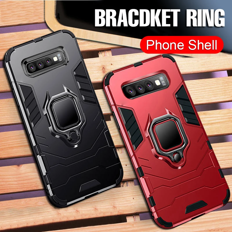 

For Samsung S10 Lite Luxury Bracket Ring Case On The For Samsung Galaxy S8 S9 S10 PLus A7 2018 Car Magnetic Bumper Case Cover