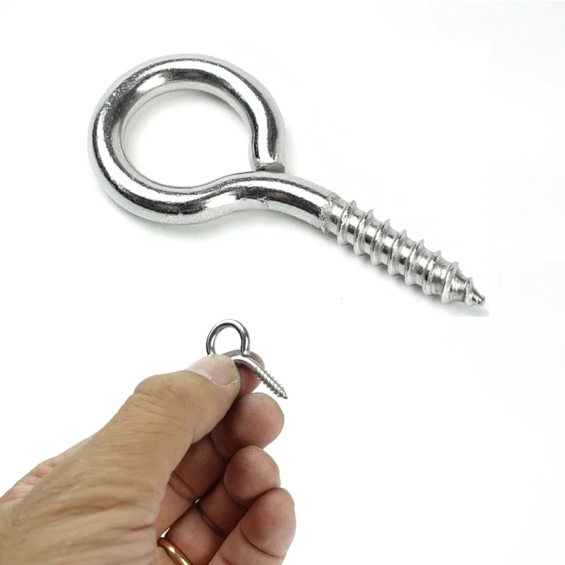 10pcs37mmEyeScrewBoltHook304StainlessSteelScrewEyeDIYRope