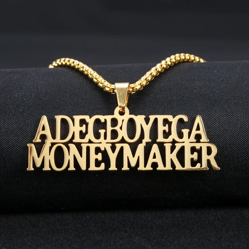 double layer name necklace with big chains