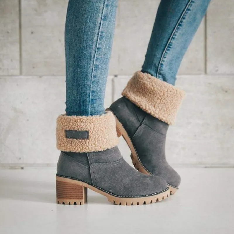 

NAUSK Women Snow Boots Thick Bottom Platform Waterproof Ankle Boots for Women Thick Warm Fur Winter Warm Boots Size 34-43