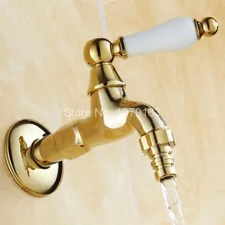 Polished Golden Brass Extra Long Laundry Bathroom Wall Mounted Mop Water Tap Garden Washing Machine Copper Faucet  aav125