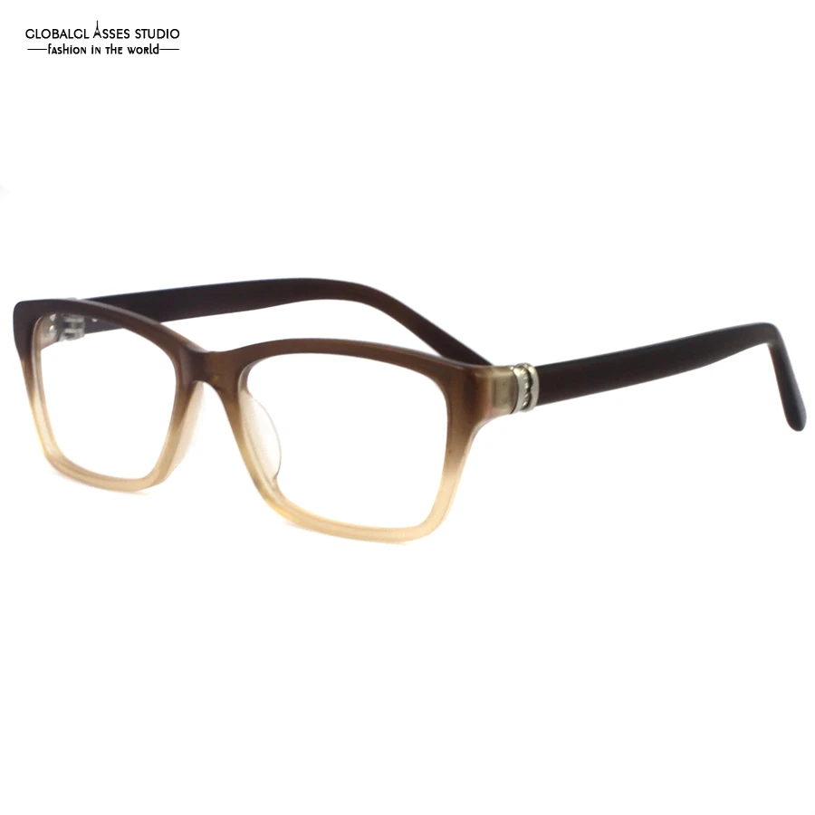 Fashion Acetate Men/Women Light Brown Color Full frame clean lens