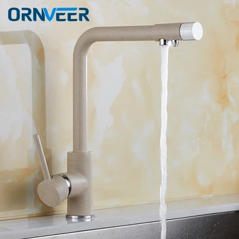 

Buff Kitchen Faucets Deck Mounted Mixer Tap 360 Degree Rotation with Water Purification Features Mixer Tap Crane For Kitchen