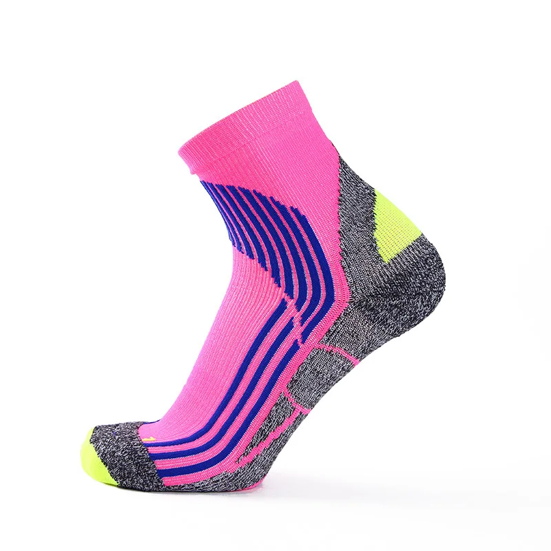 Всесезонные профессиональные мужские спортивные носки, беговые носки для велоспорта с дышащей строчкой, хлопковые носки, европейские размеры 39-43 - Цвет: Розовый