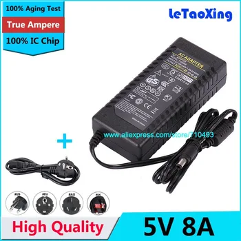 

10pcs AC DC Power Supply 5V 8A Adapter 40W Transformer 7A For 5050 3528 LED Rigid Strip LCD Monitor + Cord Cable With IC Chip