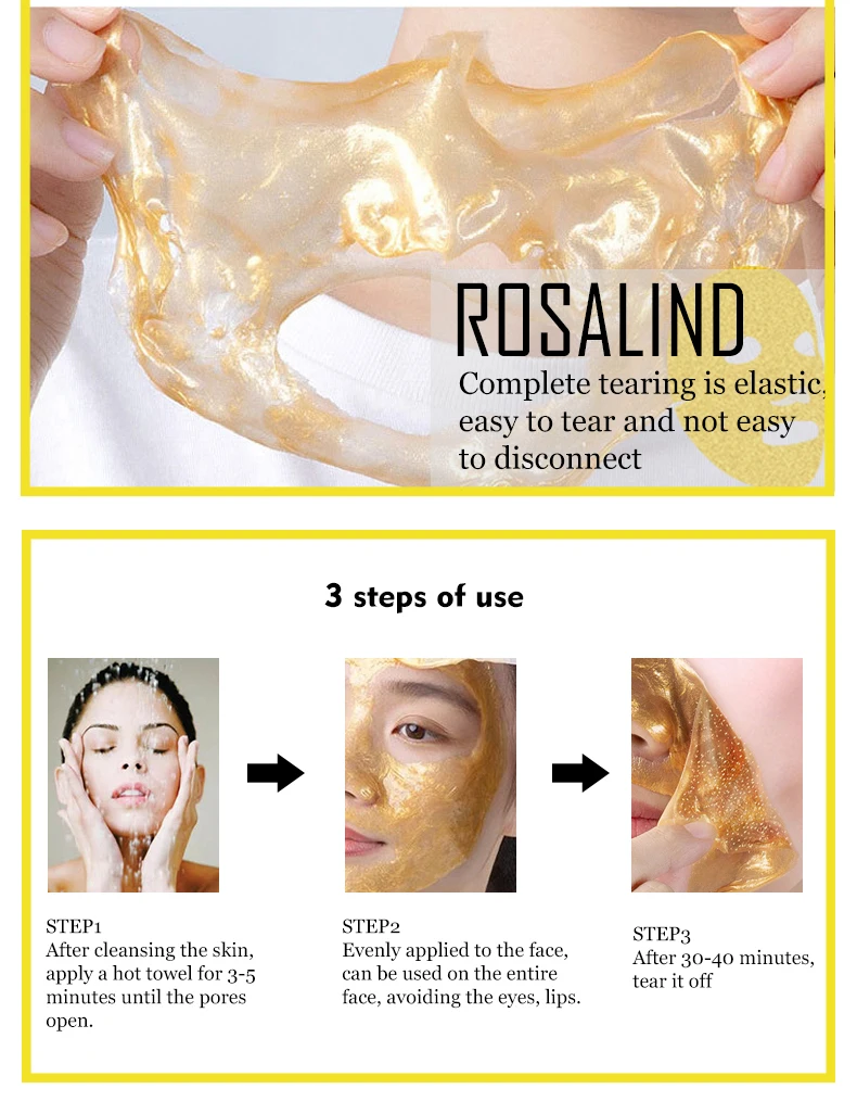 ROSALIND маска для лица 24 K золото коллаген удаления угрей против старения сужает поры акне шрам косметика для ухода за кожей лица маски