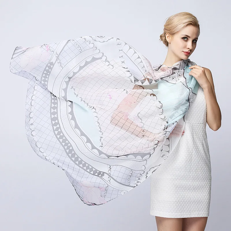 

Summer Solid Silk Scarf Women Chiffon Scarves Sunscreen ladies foulards femme shawl Female Luxury Brand Scarf Muslim Hijab