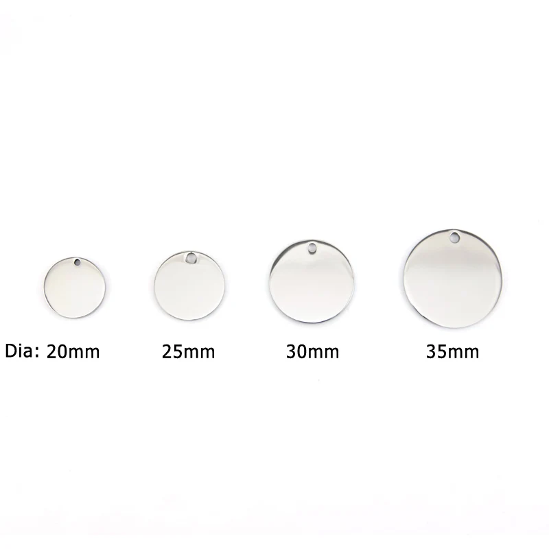 

15-35mm Round ID Dog Tags Blank Charm Pendant Engrave Stainless Steel Mirror Polish Fit for Necklace/Keychain Wholesale 10pcs