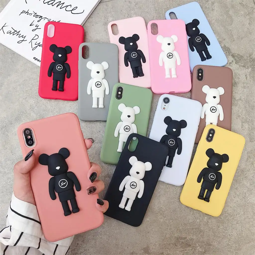 

For Xiaomi 6x A2 A3 9 SE 9T F1 Redmi 4A 4x 5 5A S2 5Plus 6 6A 6Pro Note 4x 5Pro 5A 6 6 7 8 Pro K20 Bear Soft TPU Case