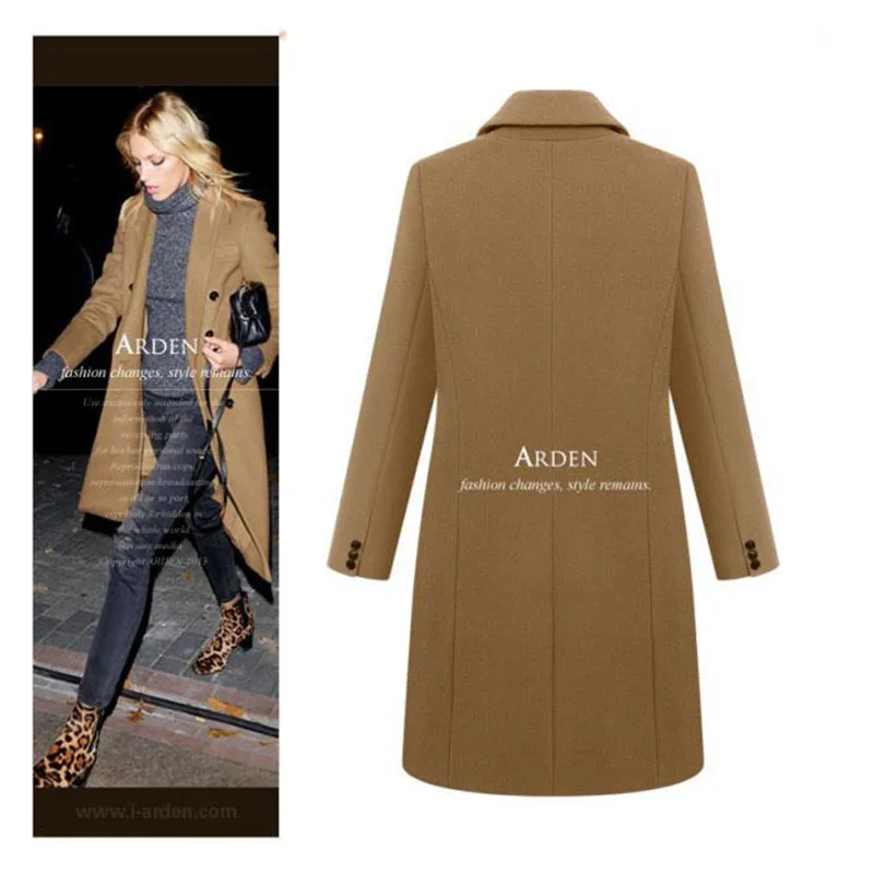 Casual Wool Solid Long Coat Ladies 2019 Autumn Winter warm coat Elegant Women Double Breasted Jackets Blazers Female clothes