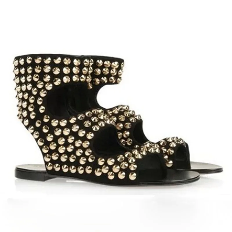 Popular Gold Flat Sandals Women-Buy Cheap Gold Flat Sandals Women New design summer sandals open toe cut-outs gold rivets studded flat sandals fashion woman - Popular Gold Flat Sandals Women-Buy Cheap Gold Flat Sandals Women
