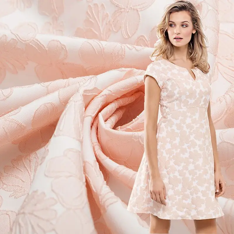 

European original single romantic flower soft stretch jacquard dress fabric big fashion fabric free shipping