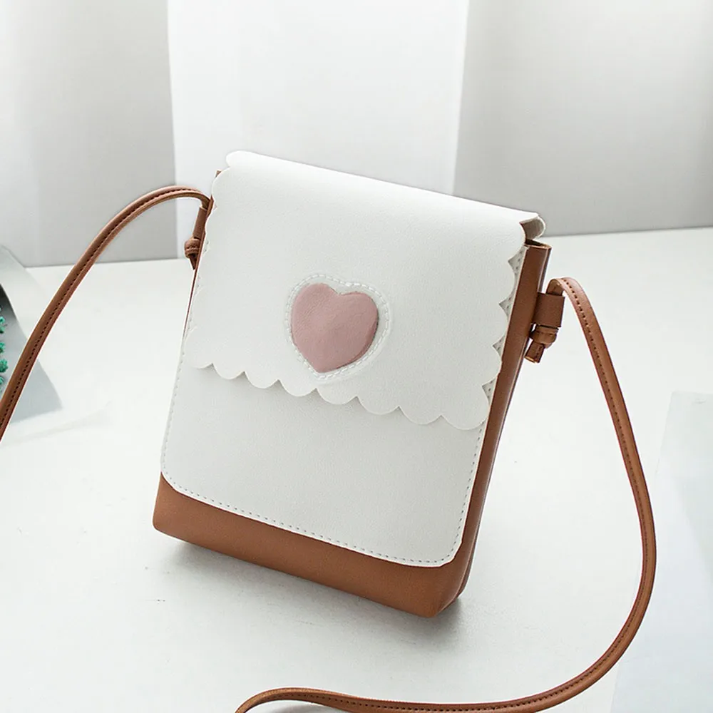 

Fashion Mini Handbag Women's Bag Love Peach Single Shoulder Small Square Bag Mobile Phone Bag Purse Ladies Leather Flap bolsas