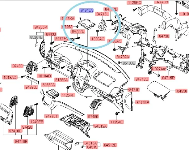 847452B000HZ 84745 2B000HZ Центральная сборка приборной панели для hyundai 10-12 Santa Fe 84745 2B000HZ