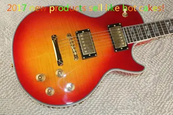Double Faced Tiger Flame Maple  Cherry Red Burst Supreme Mahagany Body Electric Guitar High Quality Free Shipping