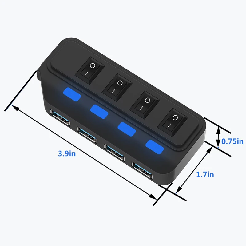 Концентратор USB 3,0, 4, 7 портов, светодиодный выключатель питания, USB высокоскоростной разветвитель, 5 Гбит/с, USB Hab, USB-HUB, EU, US, AU, UK адаптер