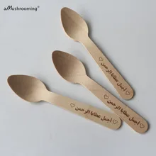 X100 пользовательские мини деревянные ложки для пирогов ложка для мороженого день рождения посуда детский душ день рождения мальчики девочки на арабском языке