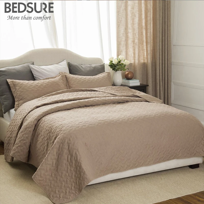 Bedsure Solid color Quilt Set Bedspread Bed Cover Quilted Bedding Set