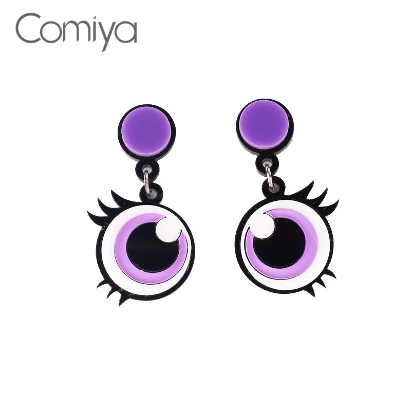 

Comiya Gotic Drop Earrings Big Eyes Personality Face Pattern Long Acrylic Dangle Earring Aretes De Mujer Zinc Alloy Jewelry