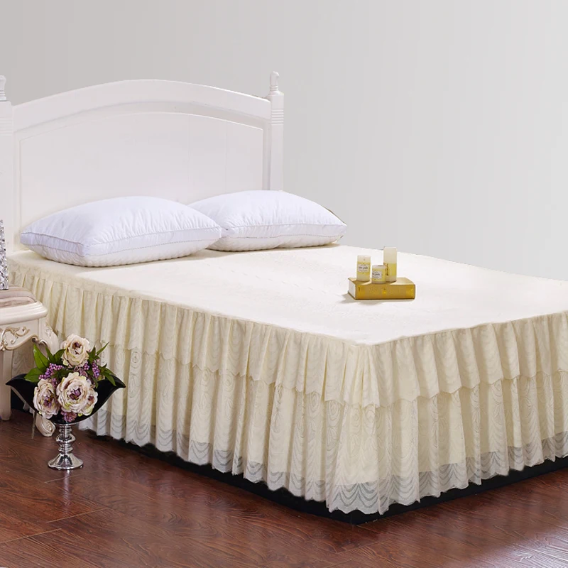 Girls Princess Cotton Lace Bed skirt Yellow King/Queen/Full size