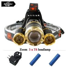 3T6 led headlight cree xm l t6 head lamp 10000 lumens waterproof lights headlamp18650 rechargeable battery