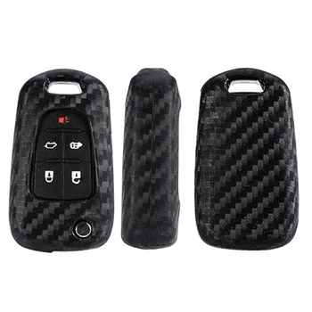 

WFMJ Black Carbon Fiber Silicone 3 4 5 Buttons Car Flip Key Chain Cover Case For 2010 2011 2012 2013 2014 2015 2016 GMC Terrain