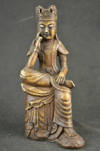 

Exquisite Chinese Collectible Decorate alabaster carving sedentary thinking buddha statue sculpture